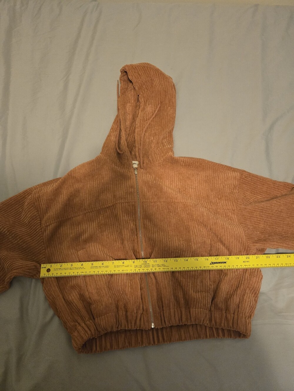 Cropped Ribbed Zip Hooded Jacket - Picture 6 of 8